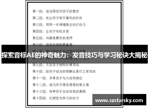 探索音标AE的神奇魅力：发音技巧与学习秘诀大揭秘
